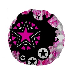 Pink Star Splatter Standard 15  Premium Round Cushion 