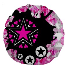 Pink Star Splatter Large 18  Premium Round Cushion 