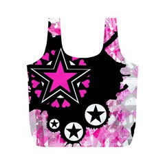 Pink Star Splatter Reusable Bag (m) by ArtistRoseanneJones