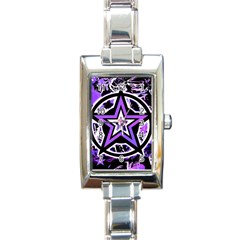 Purple Star Rectangular Italian Charm Watch by ArtistRoseanneJones