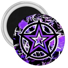 Purple Star 3  Button Magnet