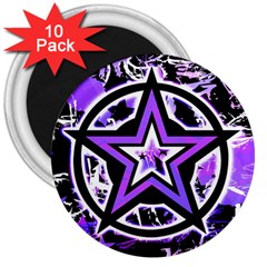 Purple Star 3  Button Magnet (10 Pack) by ArtistRoseanneJones