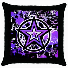 Purple Star Black Throw Pillow Case by ArtistRoseanneJones