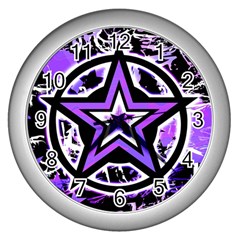 Purple Star Wall Clock (silver)