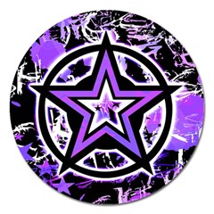 Purple Star Magnet 5  (round) by ArtistRoseanneJones