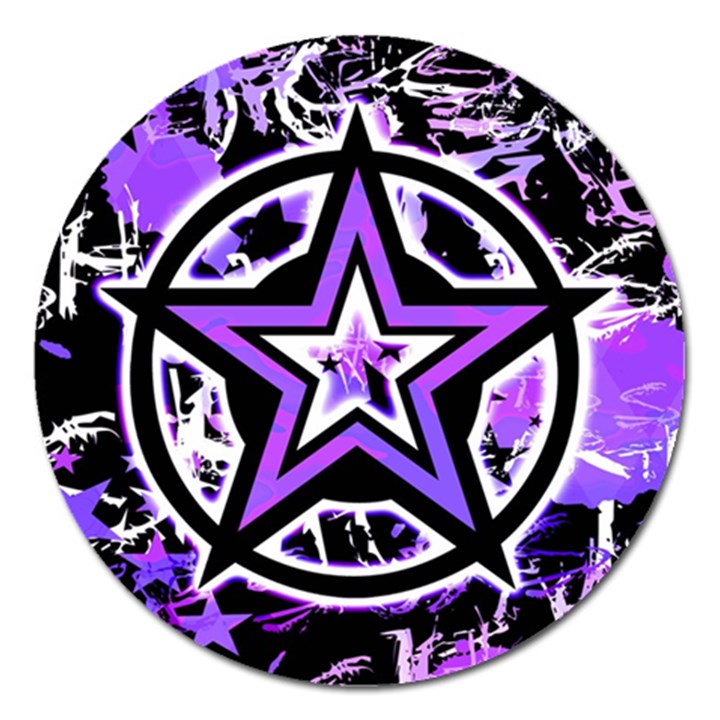 Purple Star Magnet 5  (Round)