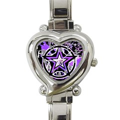 Purple Star Heart Italian Charm Watch 