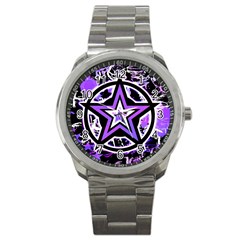 Purple Star Sport Metal Watch by ArtistRoseanneJones