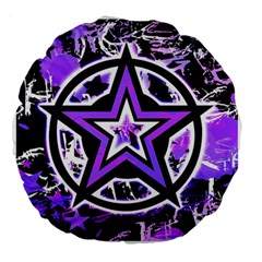 Purple Star Large 18  Premium Flano Round Cushion  by ArtistRoseanneJones