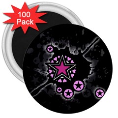 Pink Star Explosion 3  Button Magnet (100 Pack)