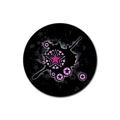 Pink Star Explosion Drink Coaster (round) by ArtistRoseanneJones