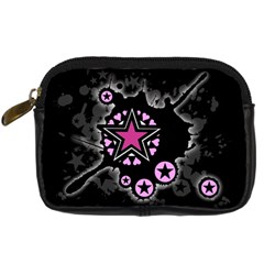 Pink Star Explosion Digital Camera Leather Case by ArtistRoseanneJones