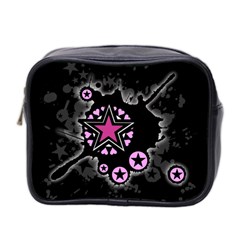 Pink Star Explosion Mini Travel Toiletry Bag (two Sides) by ArtistRoseanneJones