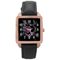 Pink Star Explosion Rose Gold Leather Watch 