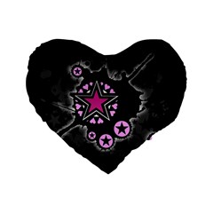 Pink Star Explosion Standard 16  Premium Flano Heart Shape Cushion  by ArtistRoseanneJones