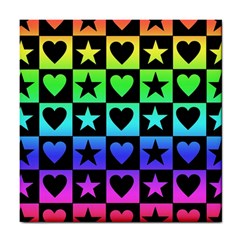 Rainbow Stars And Hearts Ceramic Tile by ArtistRoseanneJones