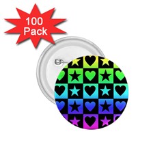 Rainbow Stars And Hearts 1 75  Button (100 Pack) by ArtistRoseanneJones