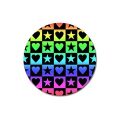 Rainbow Stars And Hearts Magnet 3  (round)