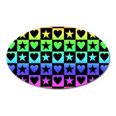 Rainbow Stars And Hearts Magnet (oval) by ArtistRoseanneJones