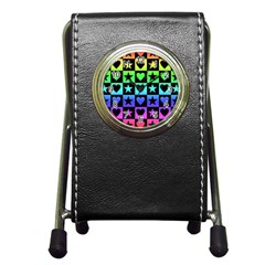 Rainbow Stars And Hearts Stationery Holder Clock