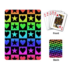 Rainbow Stars And Hearts Playing Cards Single Design by ArtistRoseanneJones