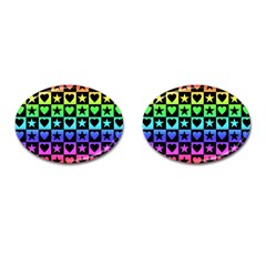 Rainbow Stars And Hearts Cufflinks (oval) by ArtistRoseanneJones