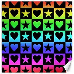 Rainbow Stars And Hearts Canvas 12  X 12  (unframed)