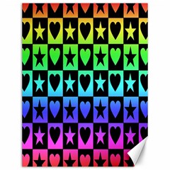 Rainbow Stars And Hearts Canvas 12  X 16  (unframed)