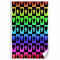 Rainbow Stars And Hearts Canvas 24  X 36  (unframed)