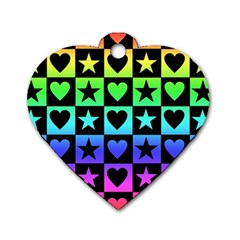 Rainbow Stars And Hearts Dog Tag Heart (one Sided) 