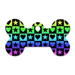 Rainbow Stars And Hearts Dog Tag Bone (one Sided)