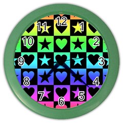 Rainbow Stars And Hearts Wall Clock (color)