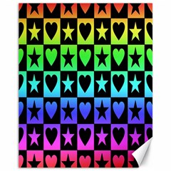 Rainbow Stars And Hearts Canvas 11  X 14  (unframed) by ArtistRoseanneJones