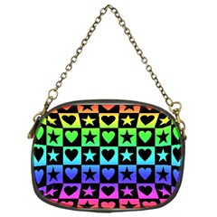 Rainbow Stars And Hearts Chain Purse (one Side)