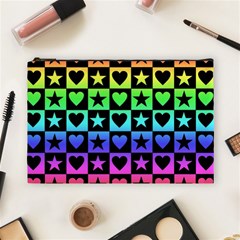 Rainbow Stars And Hearts Cosmetic Bag (large) by ArtistRoseanneJones