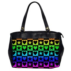 Rainbow Stars And Hearts Oversize Office Handbag (one Side)