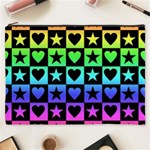 Rainbow Stars and Hearts Cosmetic Bag (XXXL) Front