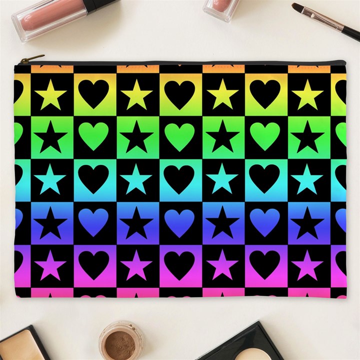 Rainbow Stars and Hearts Cosmetic Bag (XXXL)