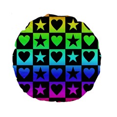 Rainbow Stars And Hearts Standard 15  Premium Round Cushion 