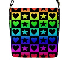 Rainbow Stars And Hearts Flap Closure Messenger Bag (l)