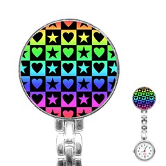 Rainbow Stars And Hearts Stainless Steel Nurses Watch