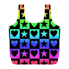 Rainbow Stars And Hearts Reusable Bag (l) by ArtistRoseanneJones