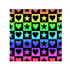 Rainbow Stars And Hearts Small Satin Scarf (square) by ArtistRoseanneJones