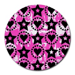 Star And Heart Pattern 8  Mouse Pad (round)