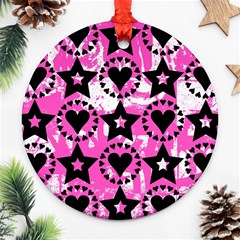 Star And Heart Pattern Round Ornament