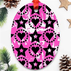 Star And Heart Pattern Oval Ornament