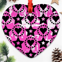 Star And Heart Pattern Heart Ornament by ArtistRoseanneJones