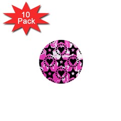 Star And Heart Pattern 1  Mini Button Magnet (10 Pack)