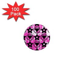 Star And Heart Pattern 1  Mini Button Magnet (100 Pack)