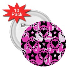 Star And Heart Pattern 2 25  Button (10 Pack)